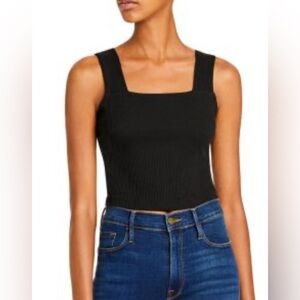 Aqua Black Ribbed Tank Top